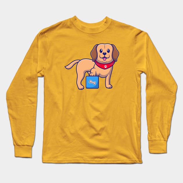 Cute Labrador Dog With Box Cartoon Long Sleeve T-Shirt by Catalyst Labs